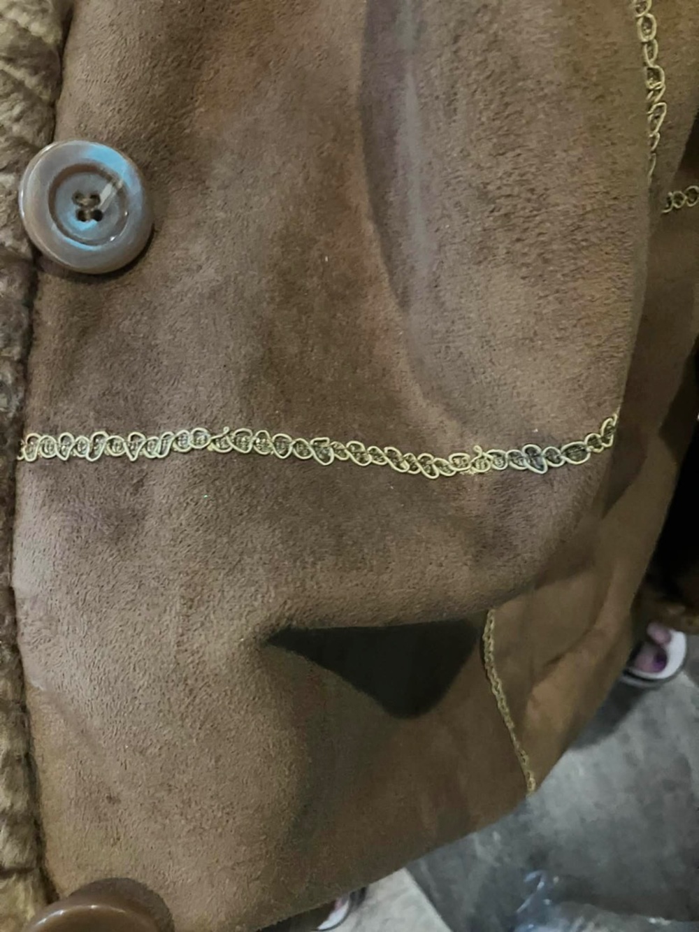 Maggie Barnes Brown Teddy Jacket with Gold Chain Trim